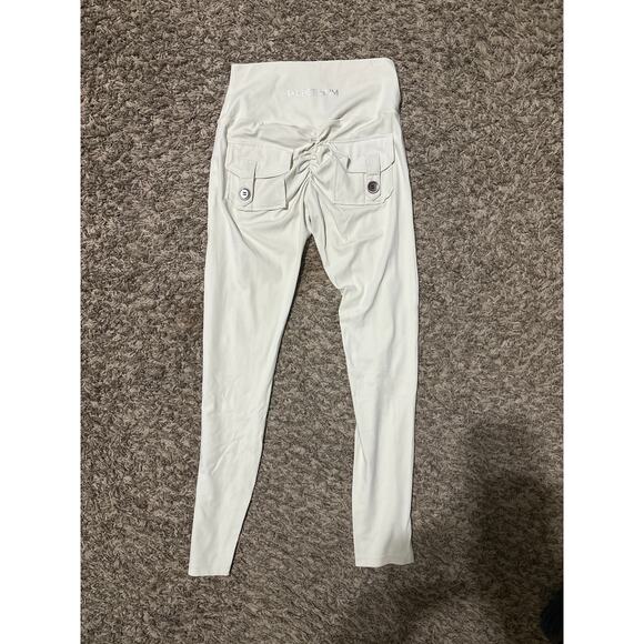 PCHEE BUM Scrunch Pocket Legging Ivory White Cream M - Picture 2 of 4